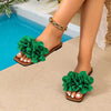 Emerald Blossom Flat Sandals
