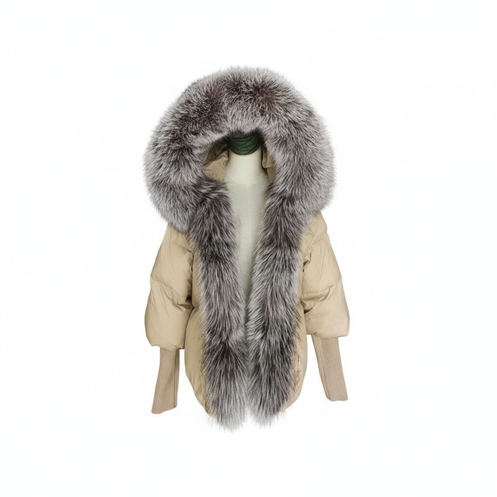 White Duck Down Real Fur  Collar Down Jacket