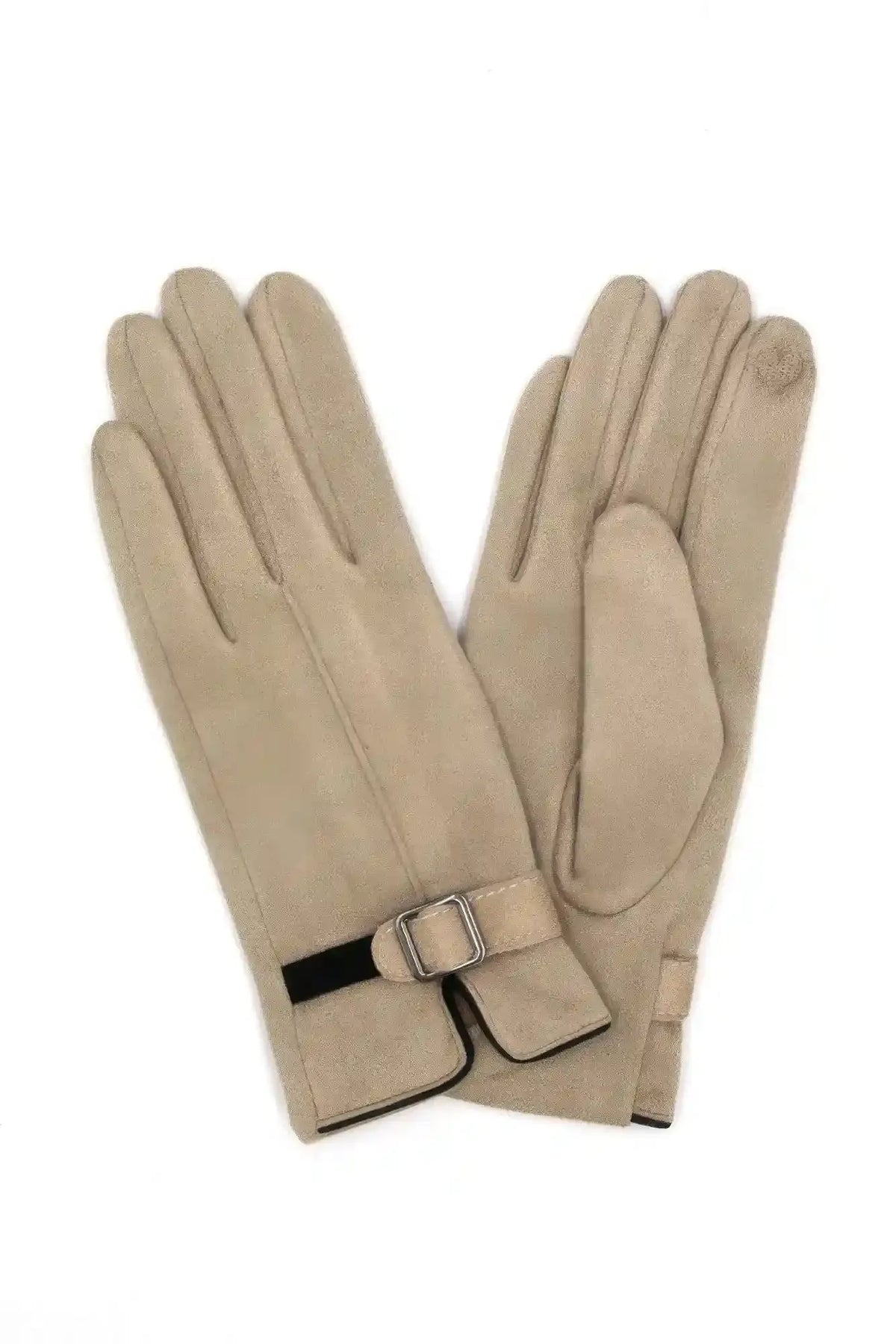 Faux Suede Band Smart Touch Gloves