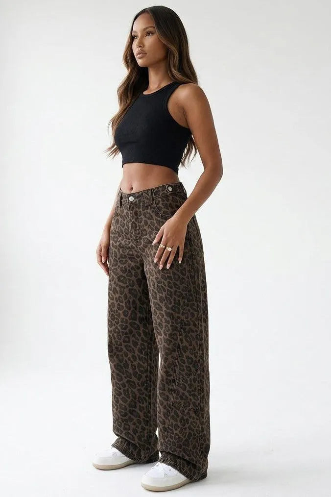 Feline Instinct Leopard Wide-Leg Pants