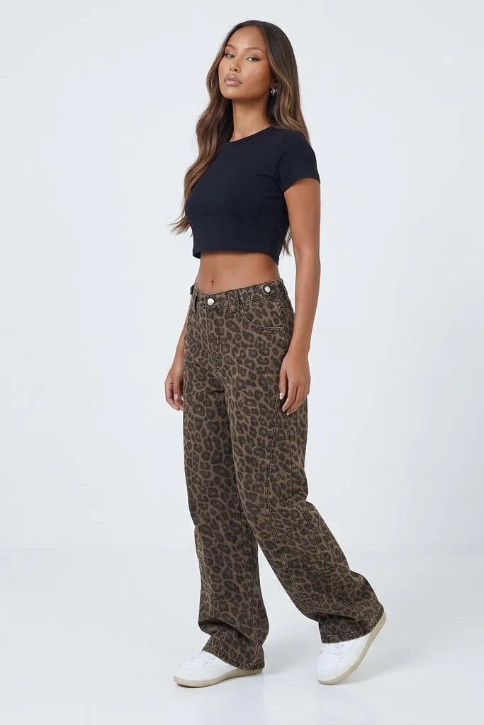 Feline Instinct Leopard Wide-Leg Pants