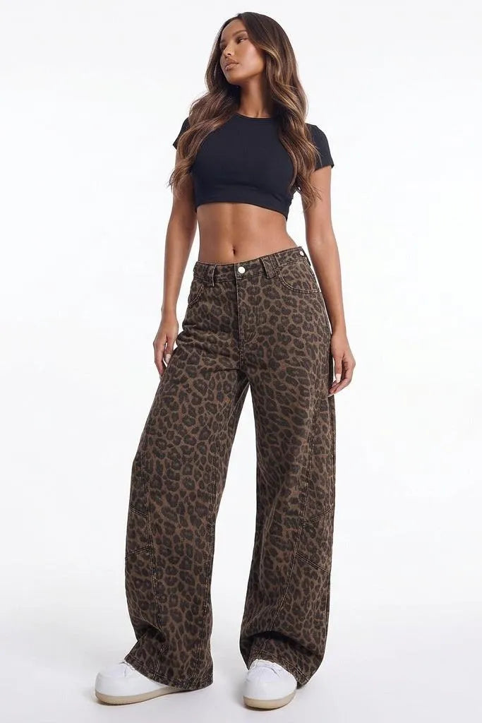 Feline Instinct Leopard Wide-Leg Pants