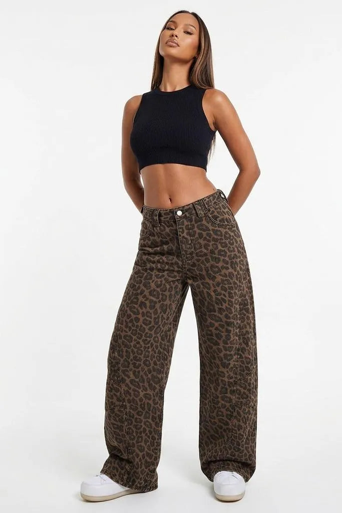 Feline Instinct Leopard Wide-Leg Pants