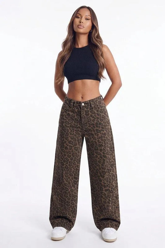 Feline Instinct Leopard Wide-Leg Pants