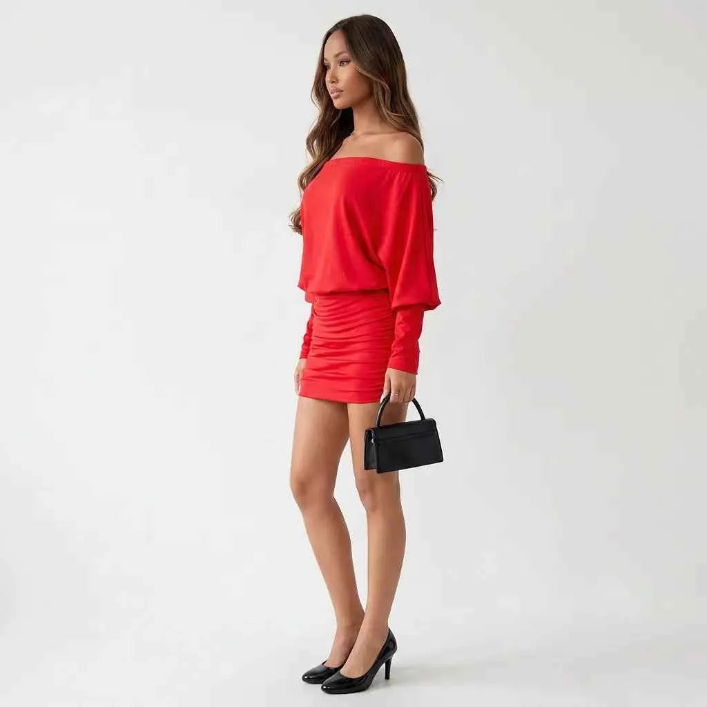 Firekiss Off-Shoulder Ruched Bodycon Mini Dress