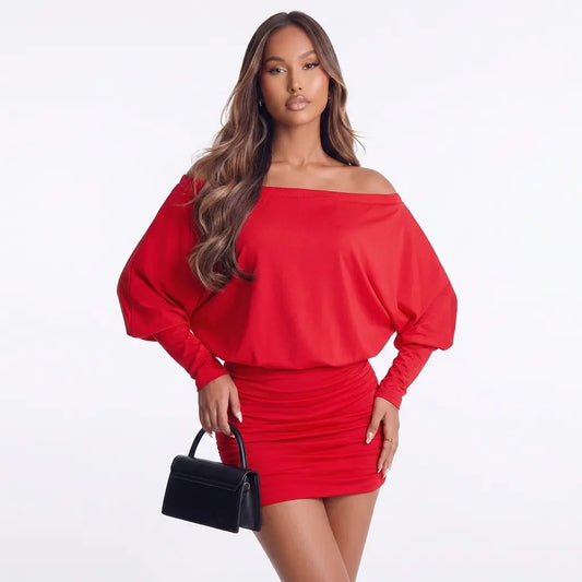 Firekiss Off-Shoulder Ruched Bodycon Mini Dress