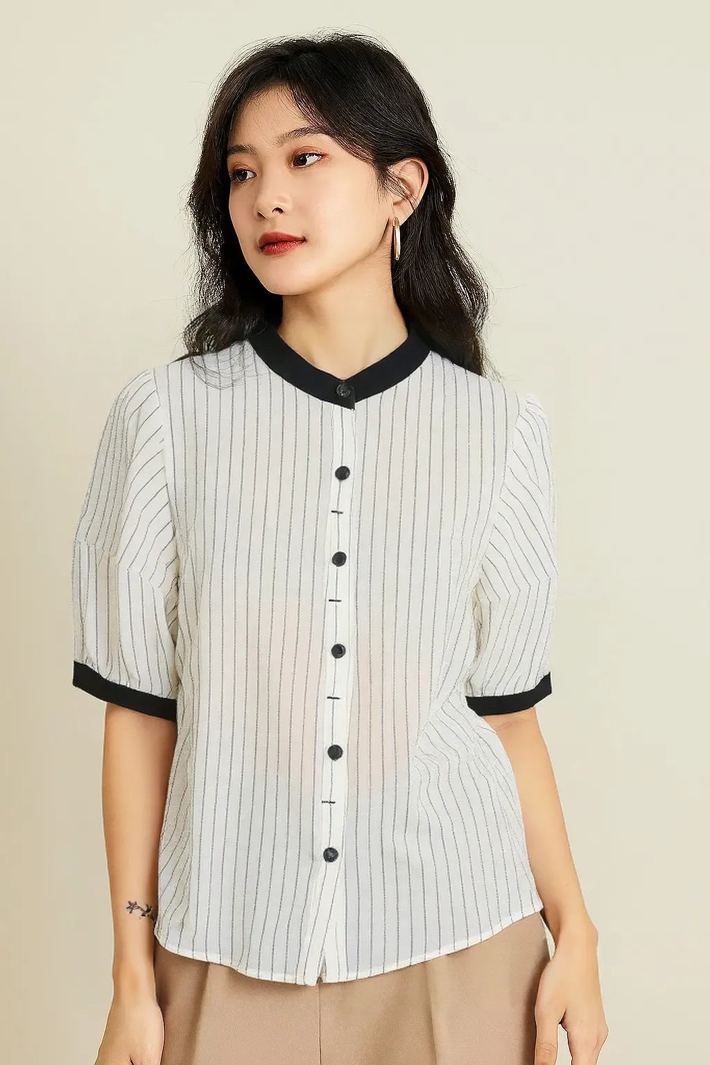 Boho Breeze – Youthful Puff Sleeve Asymmetric Chic Shirt