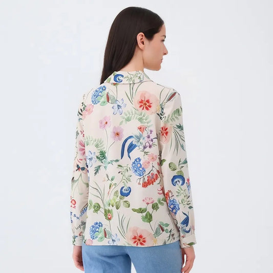 Floral Fantasy Satin Button-Up – Multi