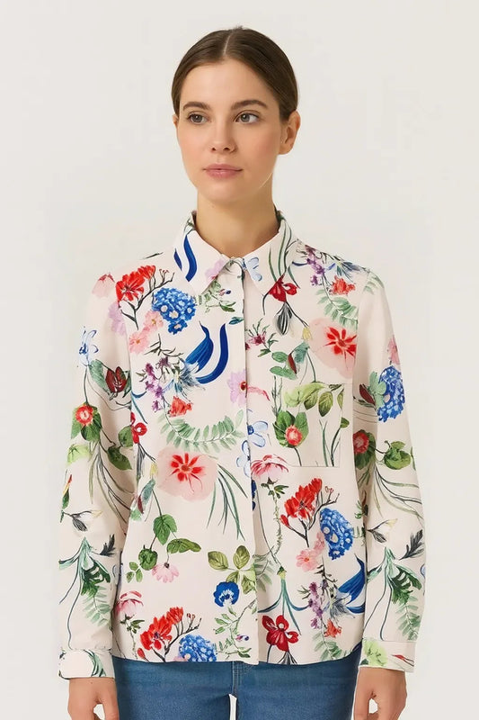 Floral Fantasy Satin Button-Up – Multi