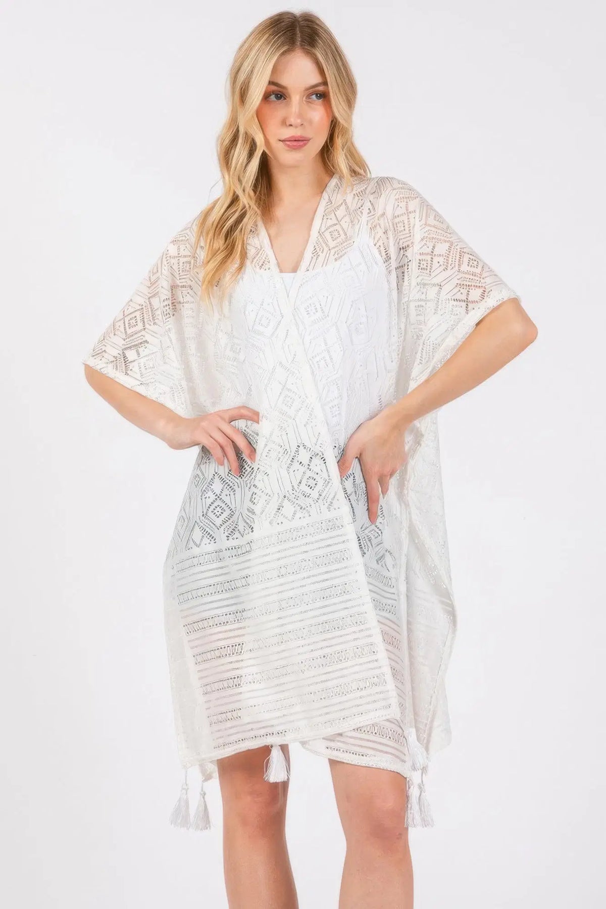 Geometric Pattern Tassel Cover Up