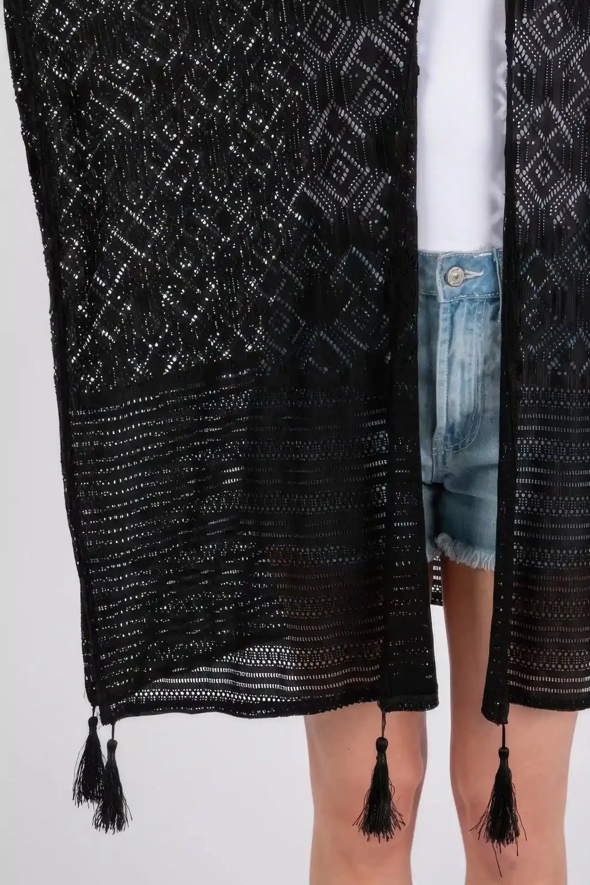 Geometric Pattern Tassel Cover Up
