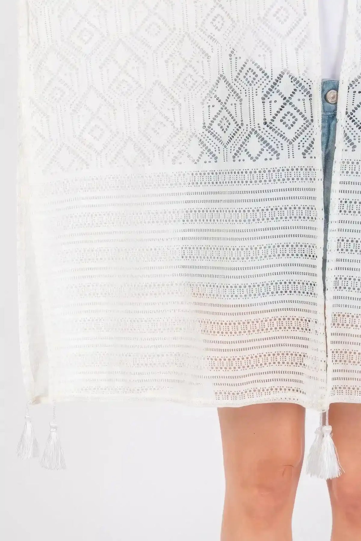 Geometric Pattern Tassel Cover Up