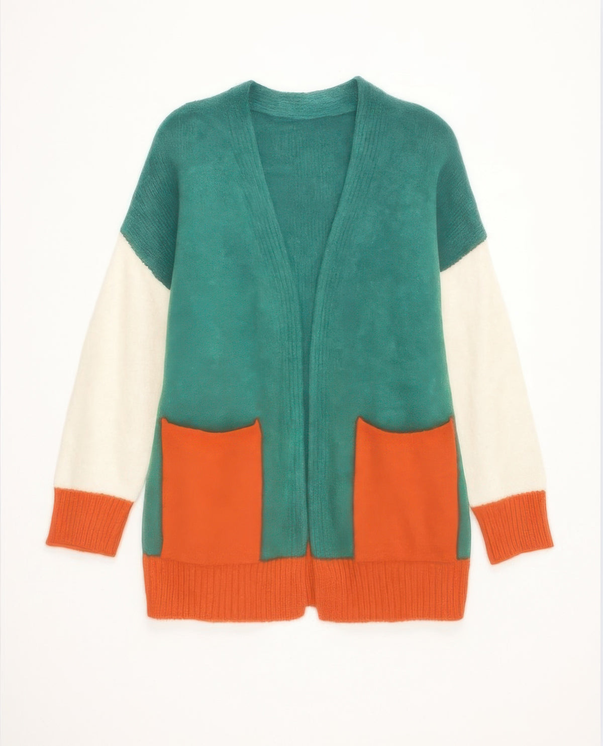 Harvest Palette Open-Front Colorblock Cardigan