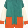 Harvest Palette Open-Front Colorblock Cardigan
