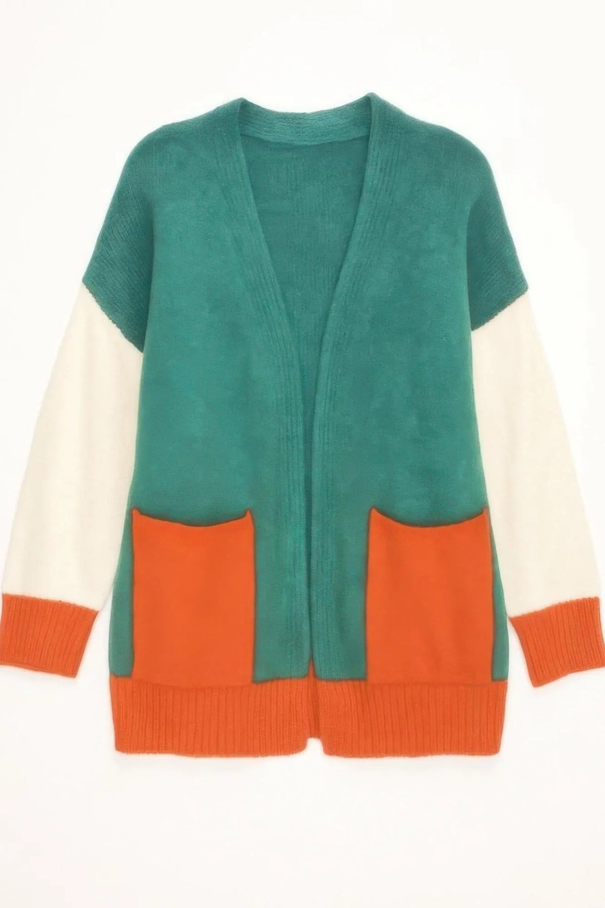 Harvest Palette Open-Front Colorblock Cardigan