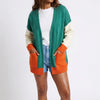 Harvest Palette Open-Front Colorblock Cardigan
