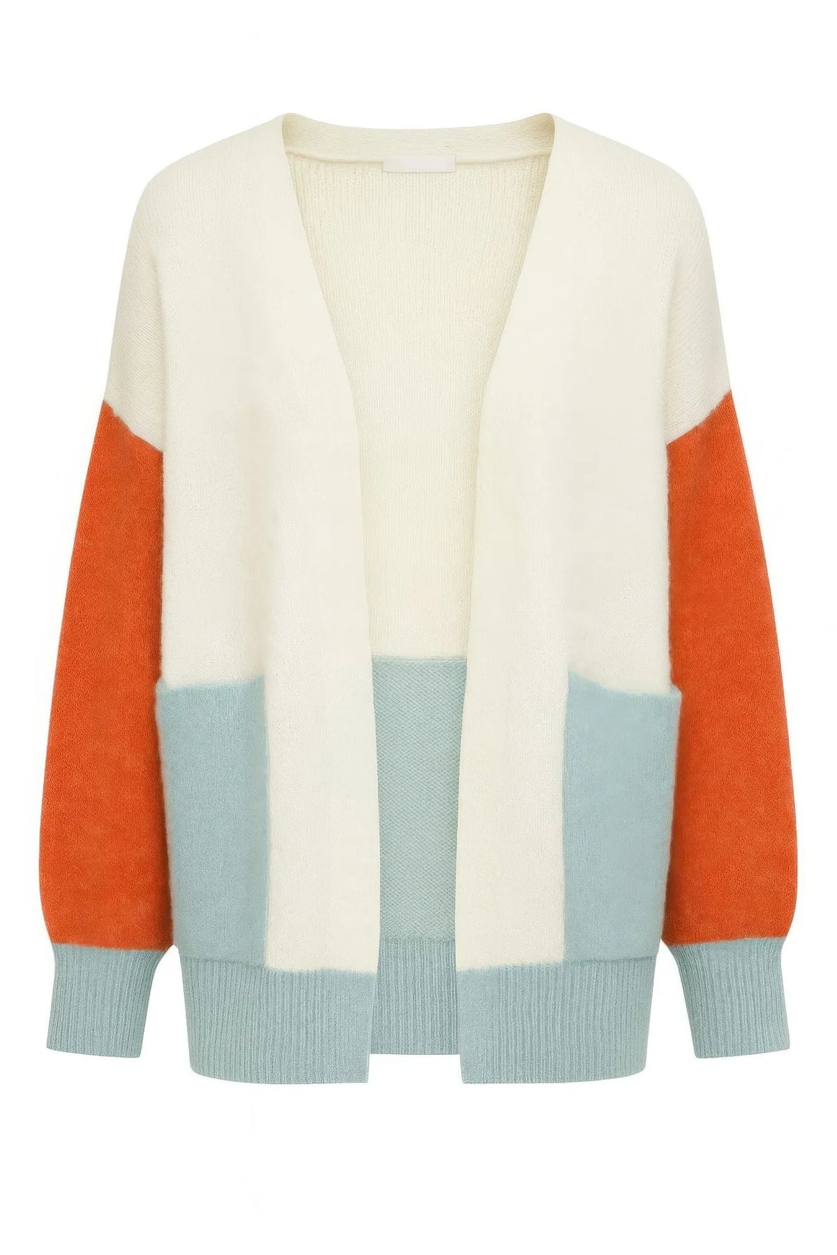 Harvest Palette Open-Front Colorblock Cardigan