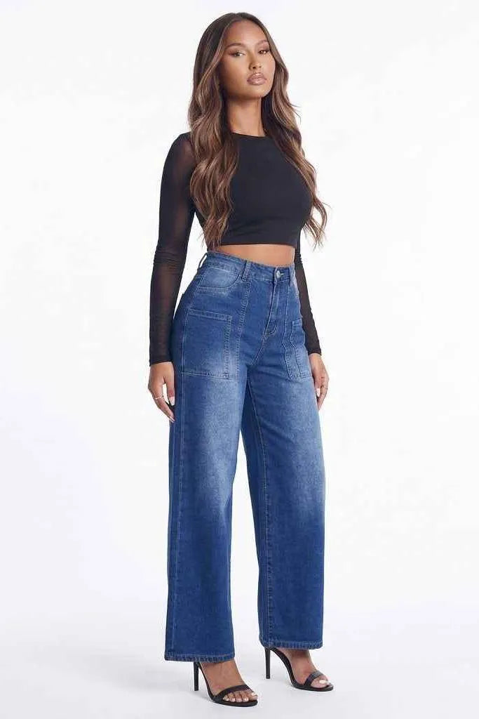High-Waisted Wide Leg Jeans