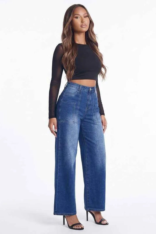 High-Waisted Wide Leg Jeans