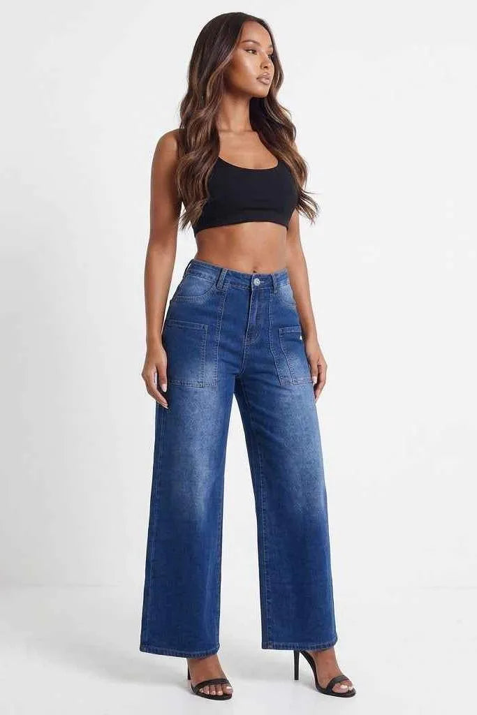 High-Waisted Wide Leg Jeans