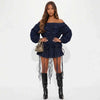 Indigo Tethered Off-Shoulder Denim Dress