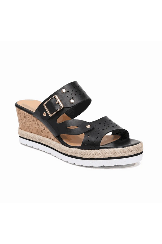 Jet Set Cork Open Toe Wedge Sandals