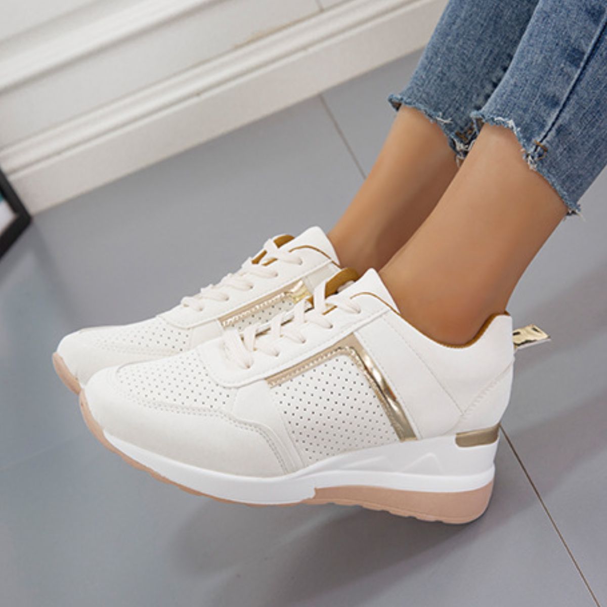 Lace Up Wedge Glow Street Sneakers