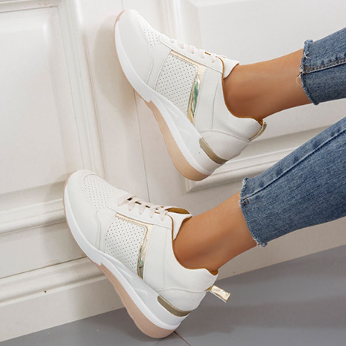 Lace Up Wedge Glow Street Sneakers