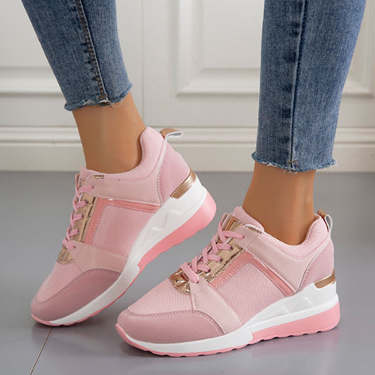 Lace Up Wedge Glow Street Sneakers