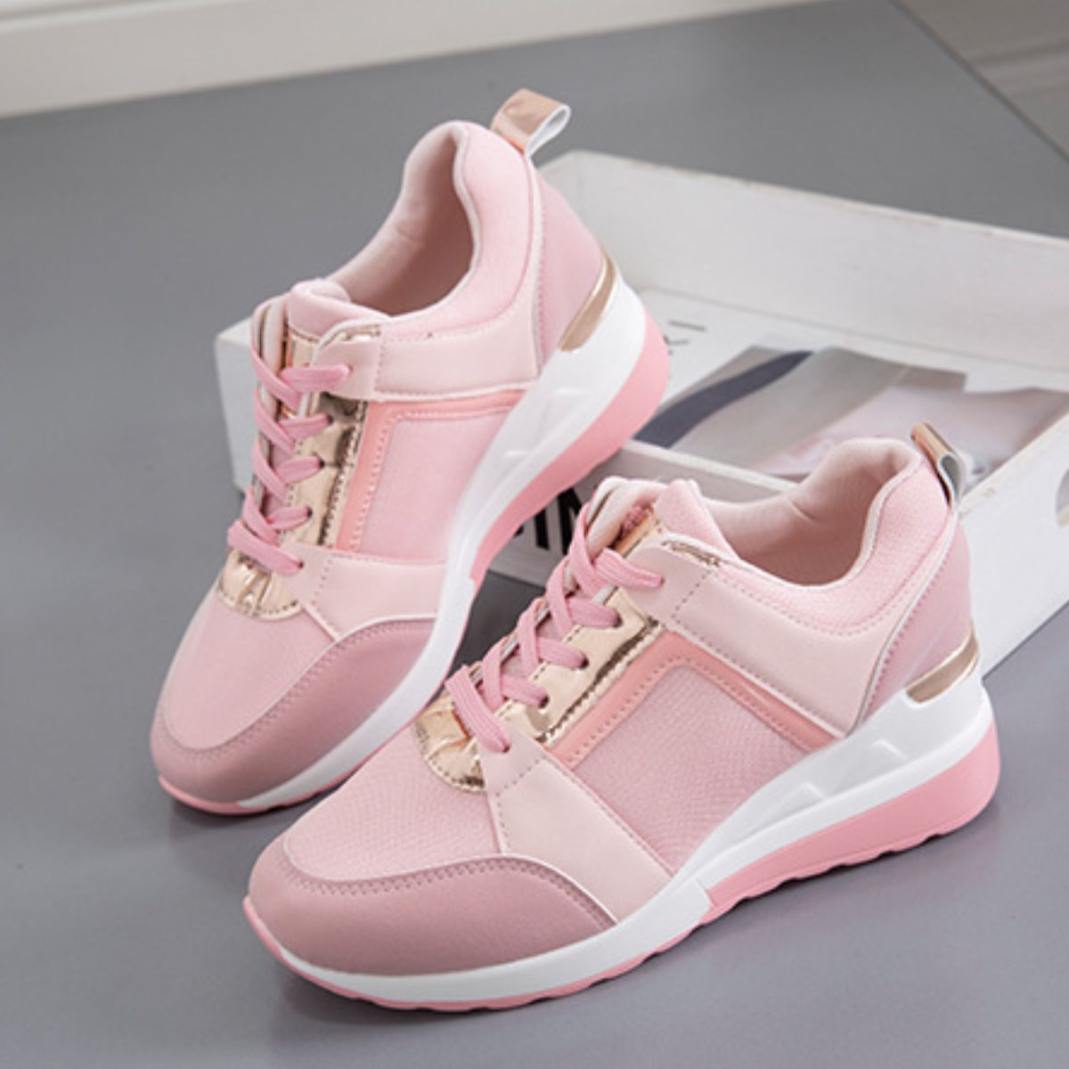 Lace Up Wedge Glow Street Sneakers