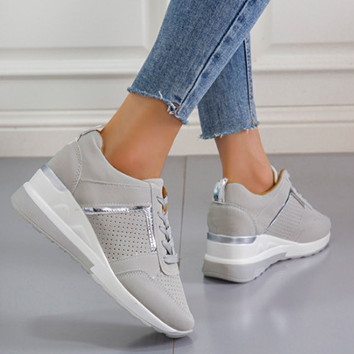 Lace Up Wedge Glow Street Sneakers