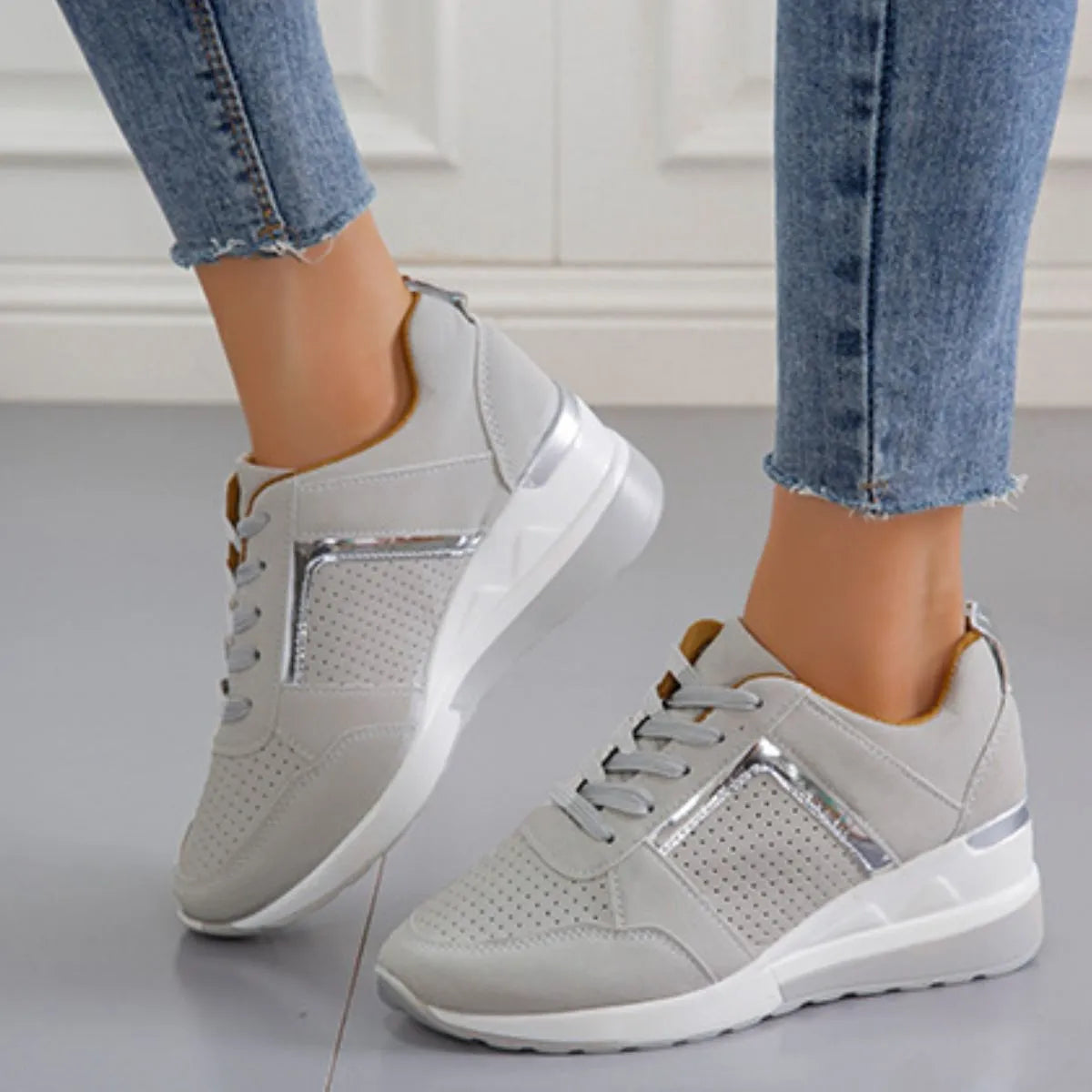 Lace Up Wedge Glow Street Sneakers