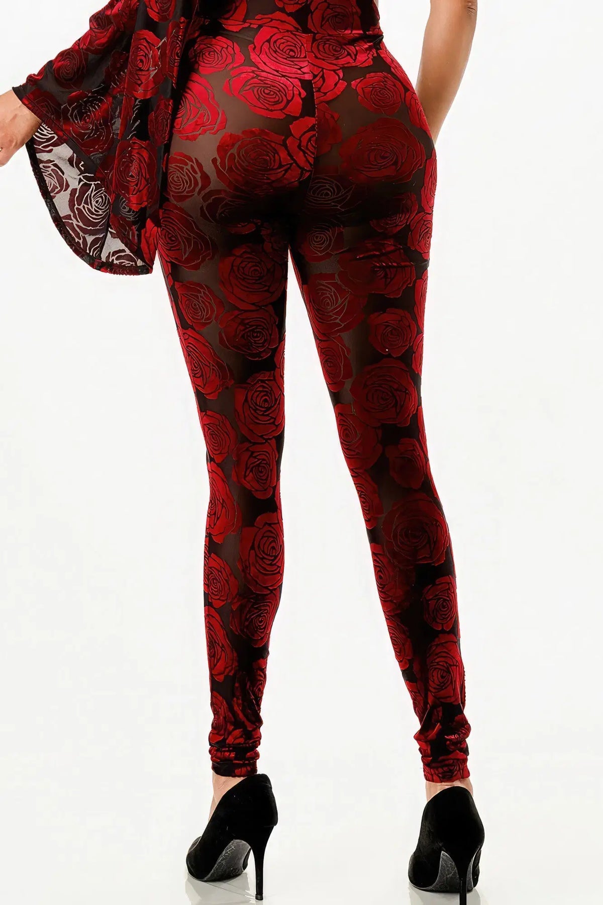 Late Night Drama Velvet Flocking Jumpsuit/bell Sleeve