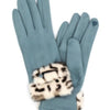 Leopard Faux Fur Cuff Smart Touch Gloves
