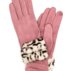 Leopard Faux Fur Cuff Smart Touch Gloves