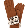 Leopard Faux Fur Cuff Smart Touch Gloves