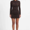 Long-Sleeve Ruched Bodycon Mini Dress