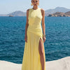 Limoncello Tide High-Slit Maxi Dress