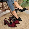 Midnight Elegance Bow Sling Heels