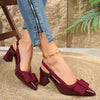 Midnight Elegance Bow Sling Heels