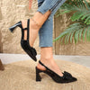 Midnight Elegance Bow Sling Heels
