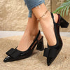 Midnight Elegance Bow Sling Heels