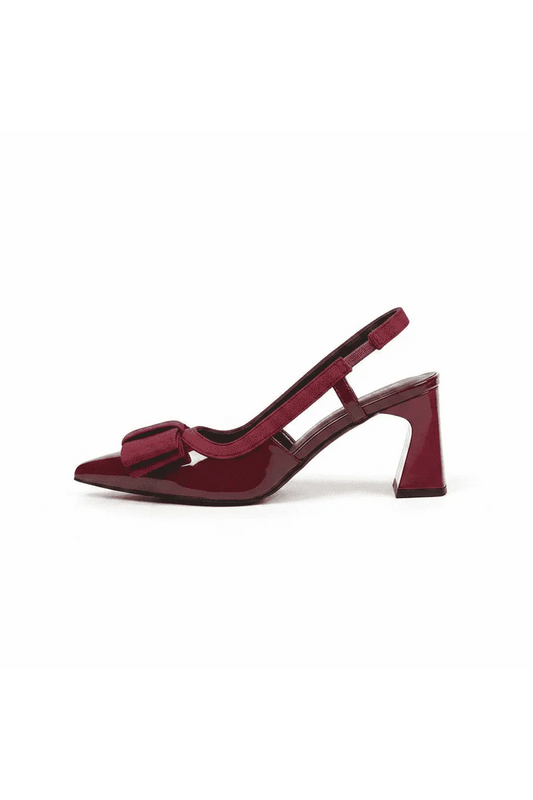 Midnight Elegance Bow Sling Heels