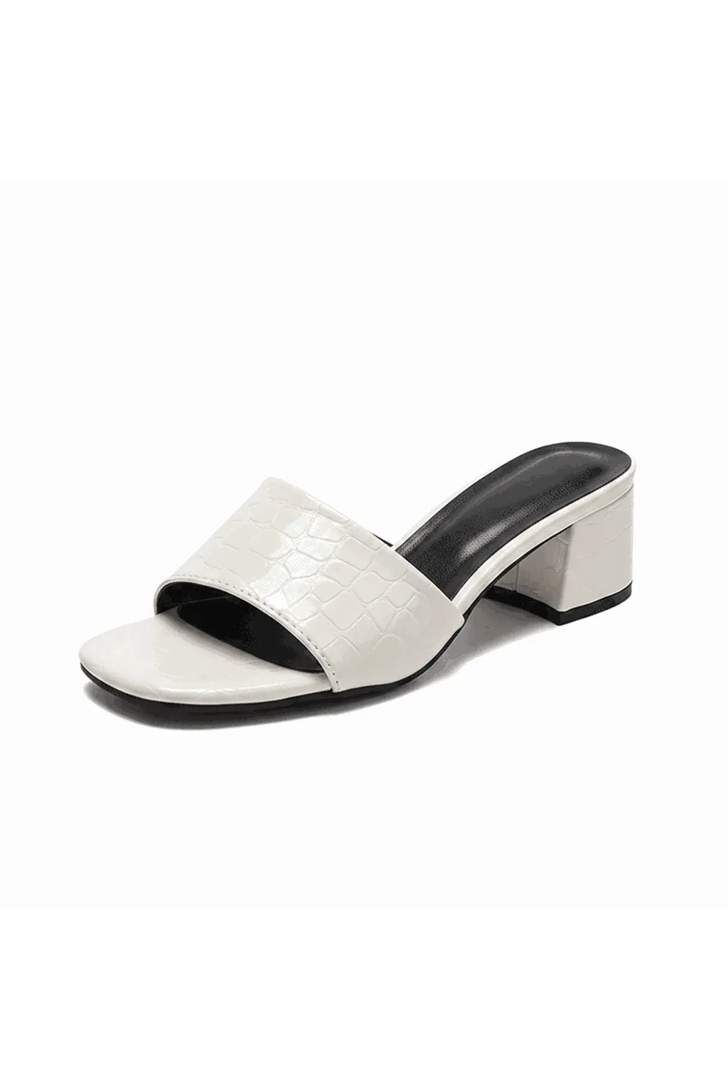 Midnight Luxe Croc Mule open Toe Block Heels
