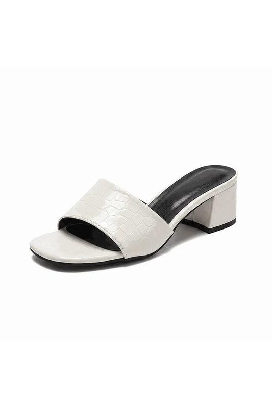Midnight Luxe Croc Mule open Toe Block Heels