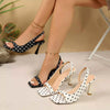 Midnight Muse Polka Sling Open Toe Flare Heels Sandals