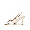 Midnight Muse Polka Sling Open Toe Flare Heels Sandals