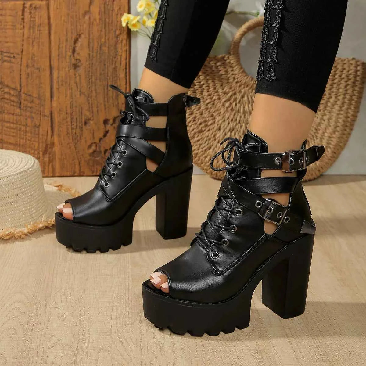 Midnight Rebel Platform Boots