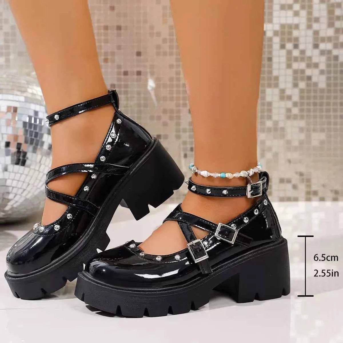 Midnight Rebel Platform Mary Janes