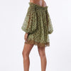 Mosslight Off-Shoulder Sheer Polka Dot Mini Dress